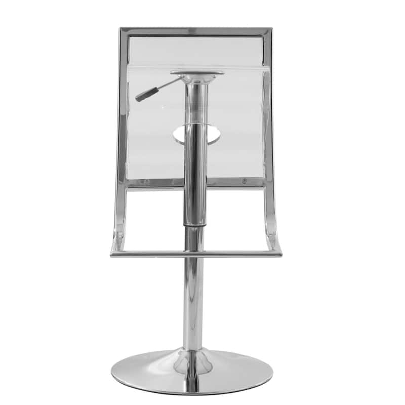 LeisureMod Clifton Clear Acrylic Adjustable Bar Counter Stool