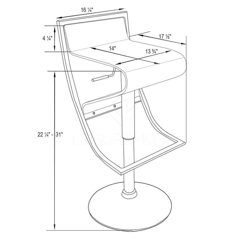 LeisureMod Clifton Clear Acrylic Adjustable Bar Counter Stool