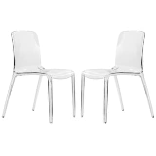 Stackable Acrylic Minimalist Plastic Dining Chair Modern Full Back Transparent Accent Side Chair for Kitchen Set of 2