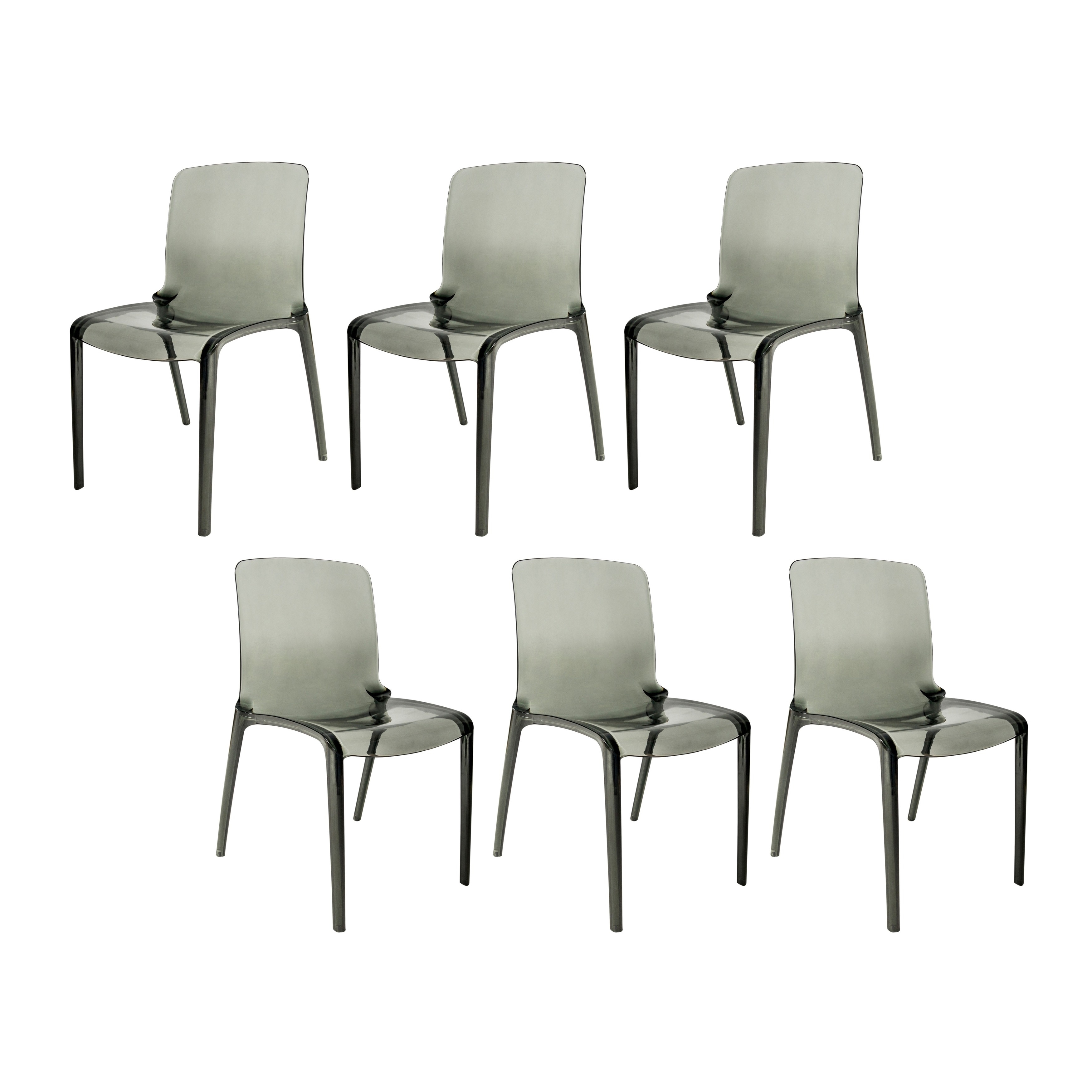 Laos Polycarbonate Transparent Black Dining Chairs (set Of 6)