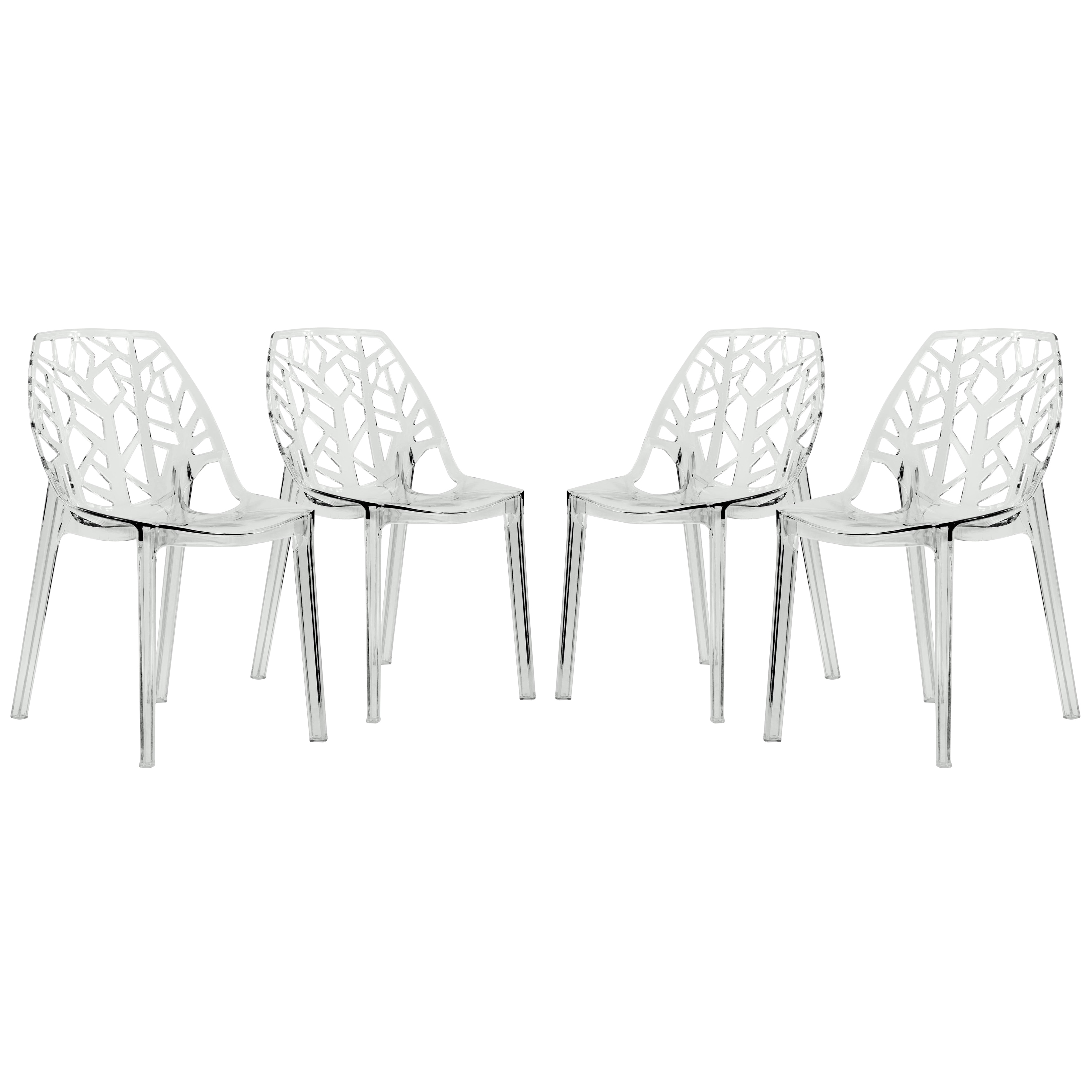 Modern Flora Clear Cut out Transparent Plastic Dining Chairs (set Of 4)