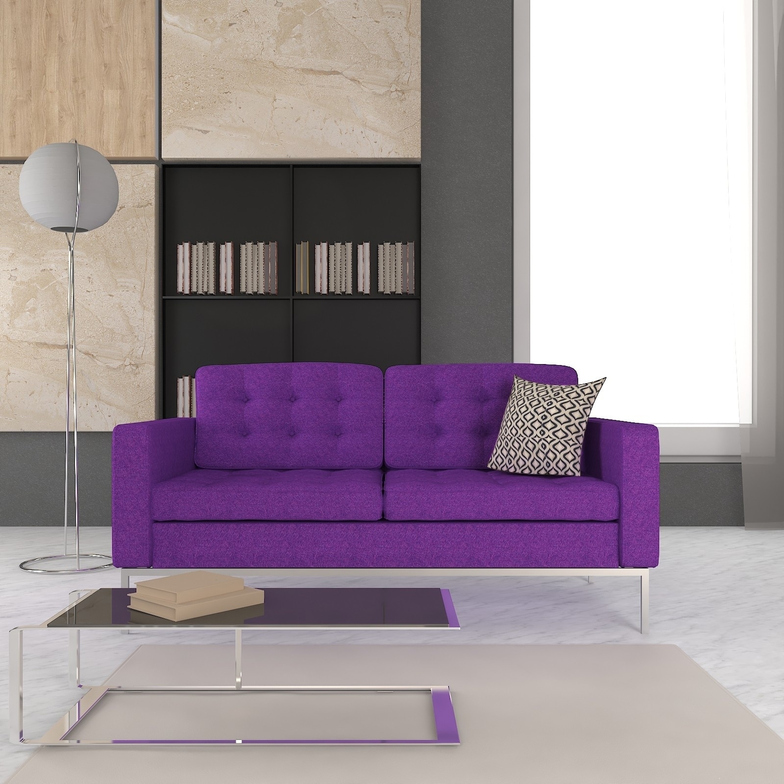 Lorane Modern Purple Wool Loveseat