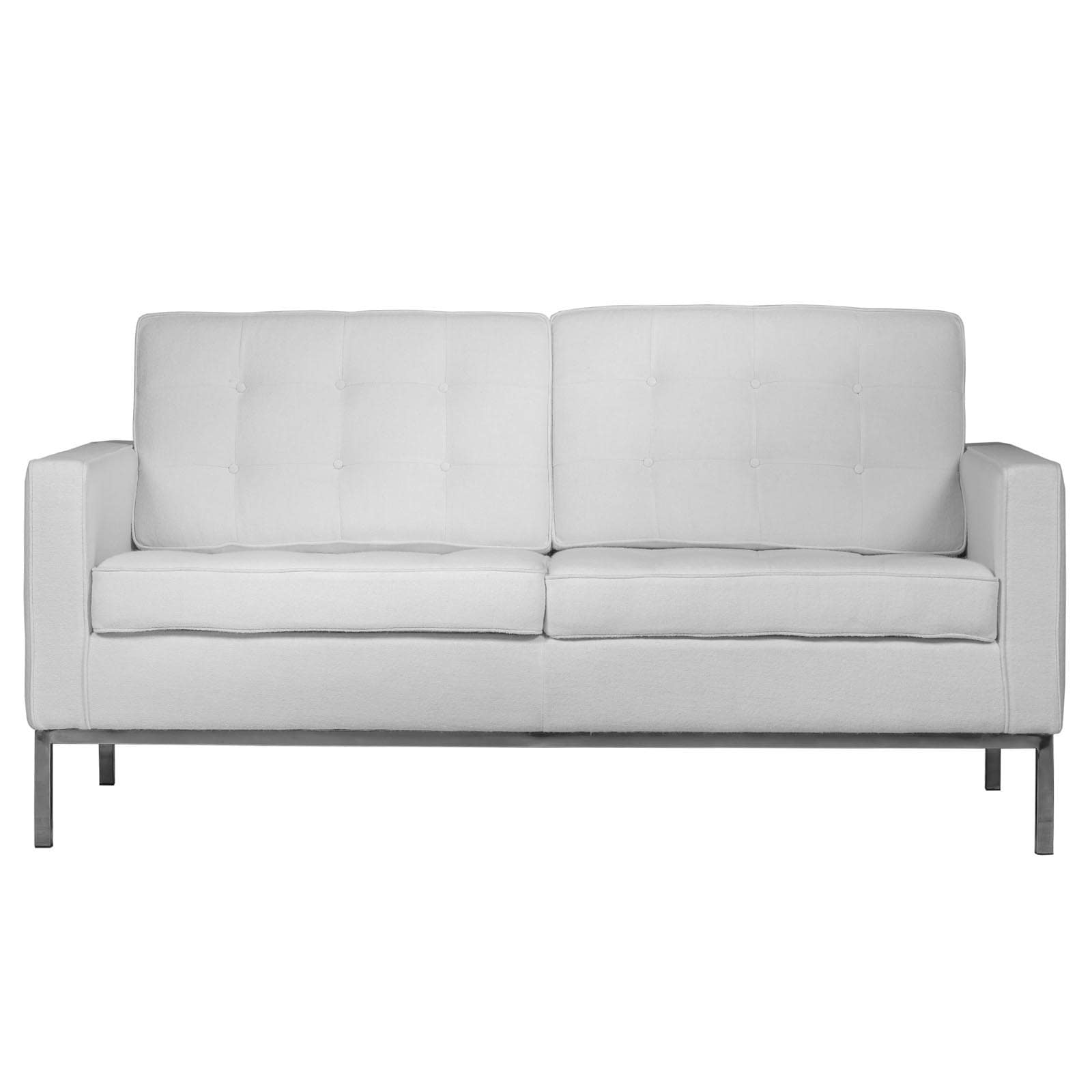 Lorane Modern White Wool Loveseat