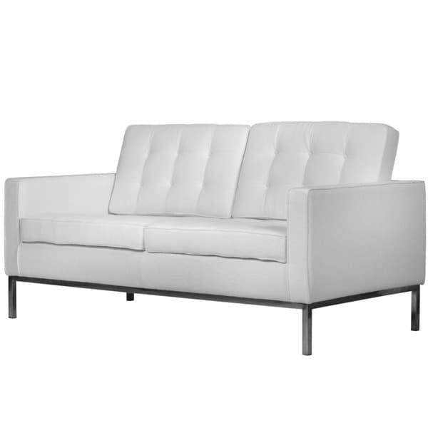 Lorane Modern White Wool Loveseat Sofas & Loveseats