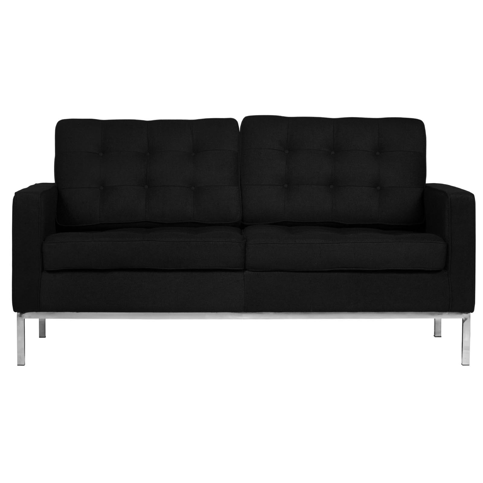 Lorane Modern Black Wool Loveseat