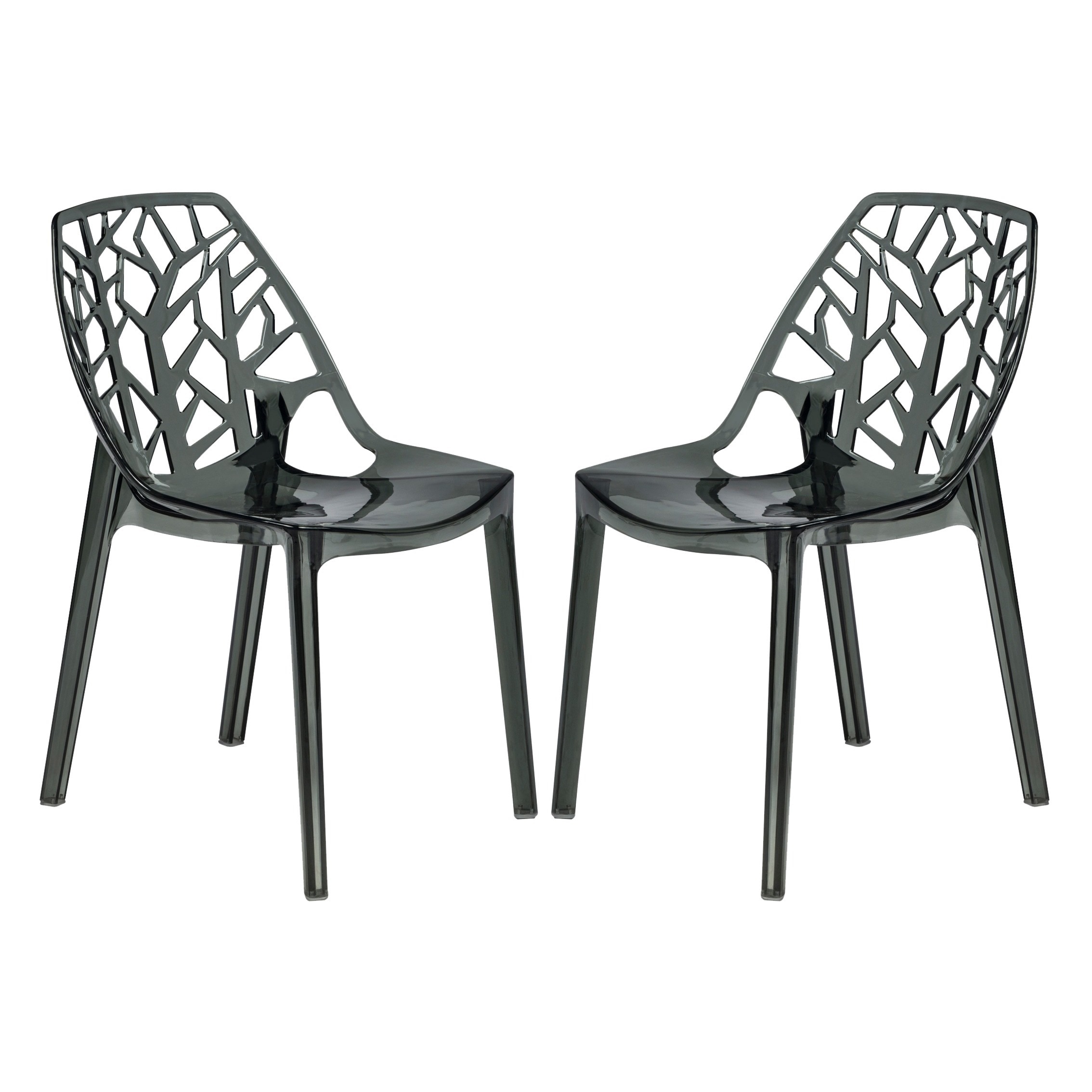 Modern Flora Transparent Black Plastic Dining Chair (set Of 2)