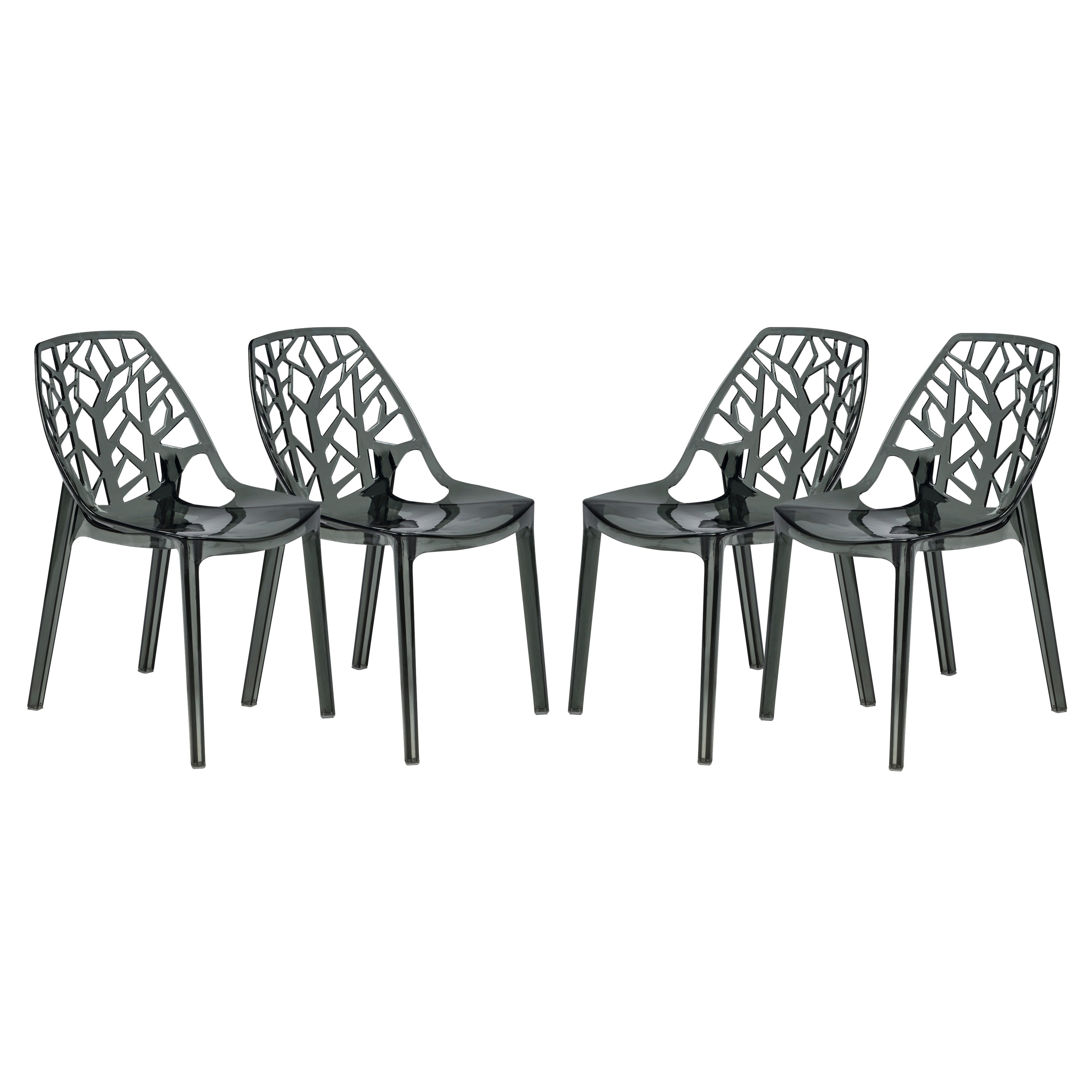 Modern Flora Transparent Black Plastic Dining Chair (set Of 4)