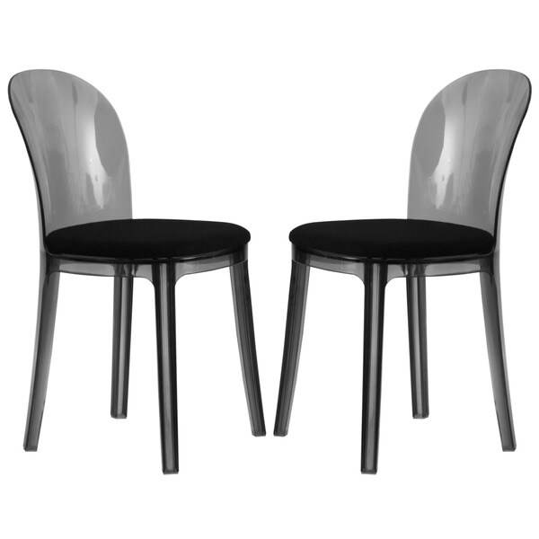 LeisureMod Easton Transparent Black Plastic Dining Chair (Set of 2