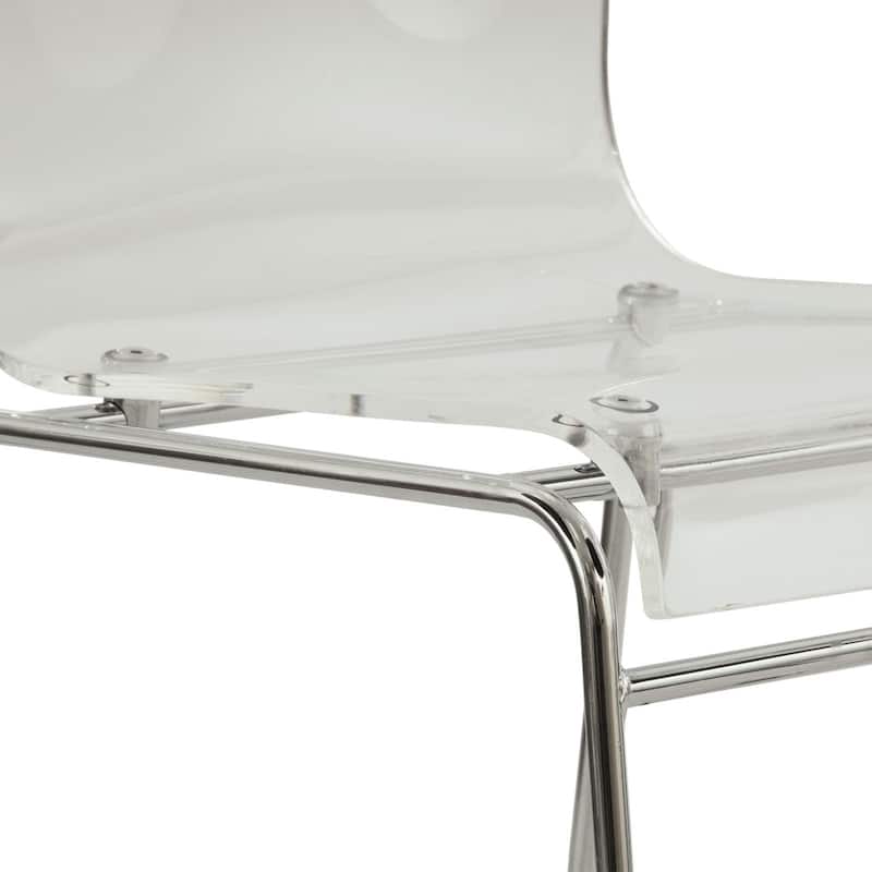 LeisureMod Lima Modern Acrylic Dining Chair with Chrome Base Set of 4