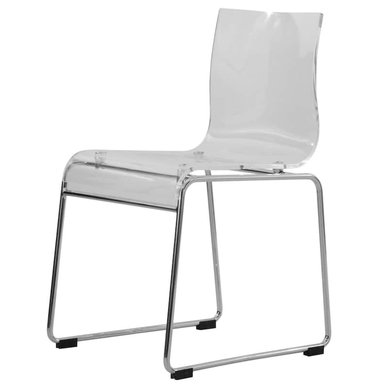 LeisureMod Lima Modern Acrylic Dining Chair with Chrome Base Set of 4