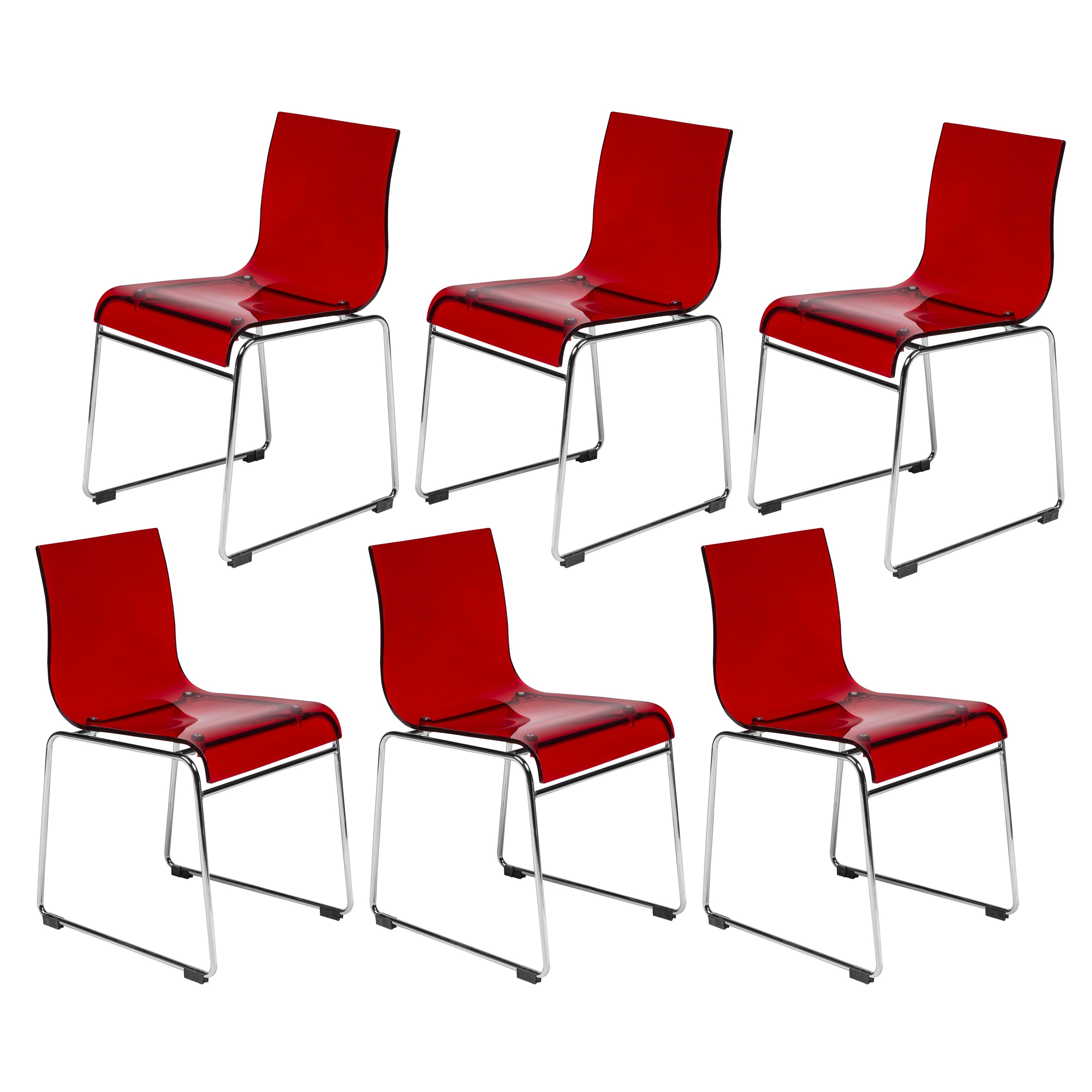 Moreno Transparent Red Acrylic Modern Chair (set Of 6)