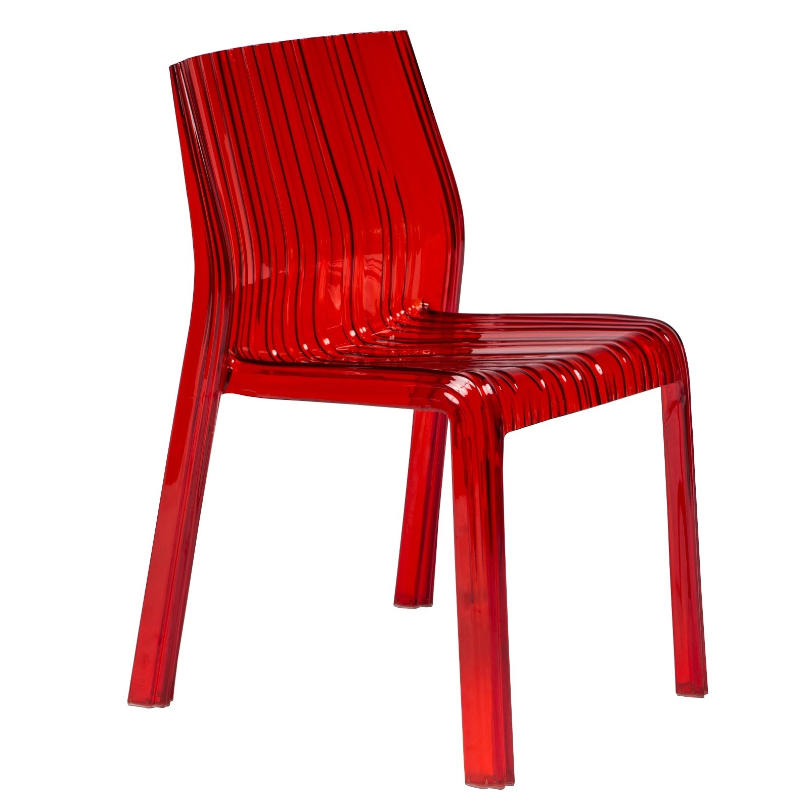 Denville Transparent Red Plastic Dining Accent Chair