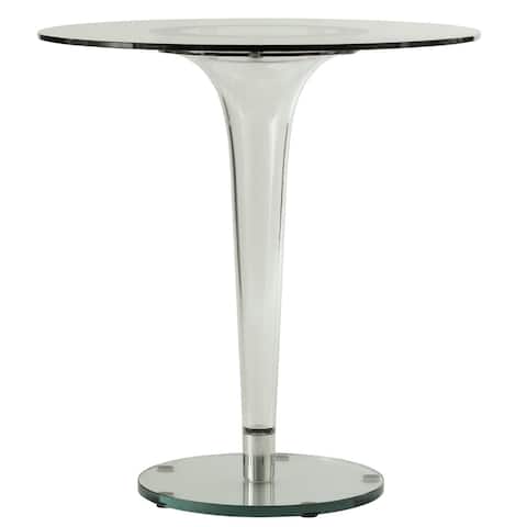 LeisureMod Linden Modern 28-inch Round Glass Accent Dining Table - Clear - 27x27