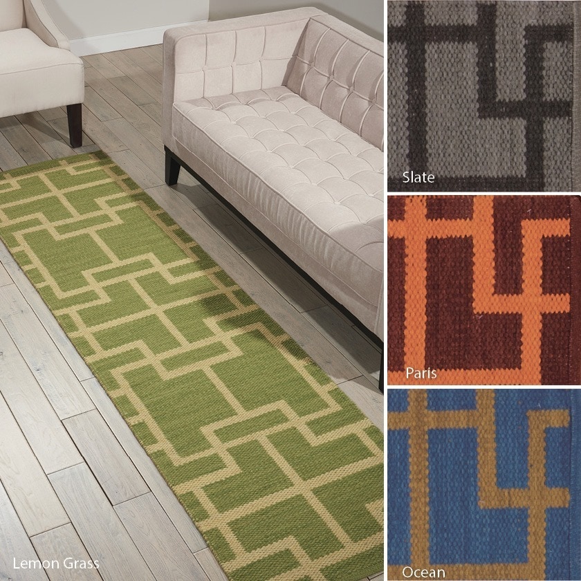 Barclay Butera Flatweave Maze Lemongrass Runner Rug (23 X 8)