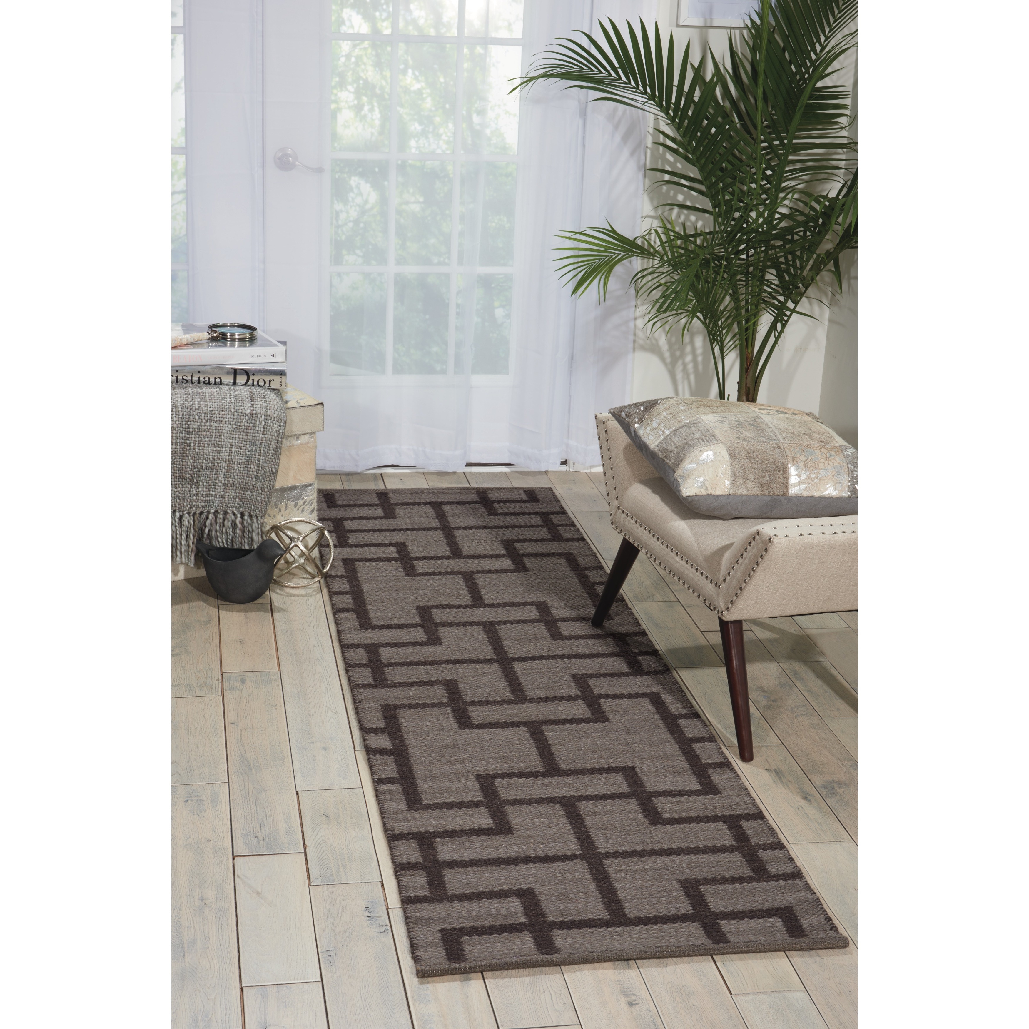 Barclay Butera Flatweave Maze Slate Runner Rug (23 X 8) By Nourison