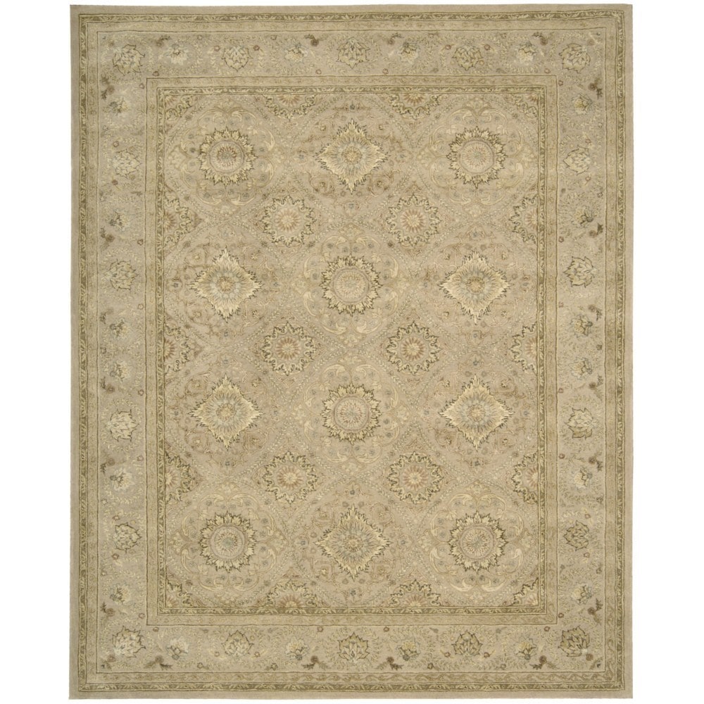 Floral Squares 3000 Beige Wool Area Rug (56 X 86)