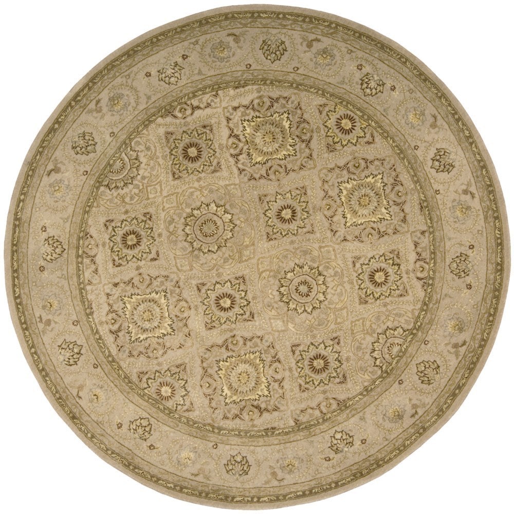 Floral Squares 3000 Beige Wool Area Rug (6 Round)