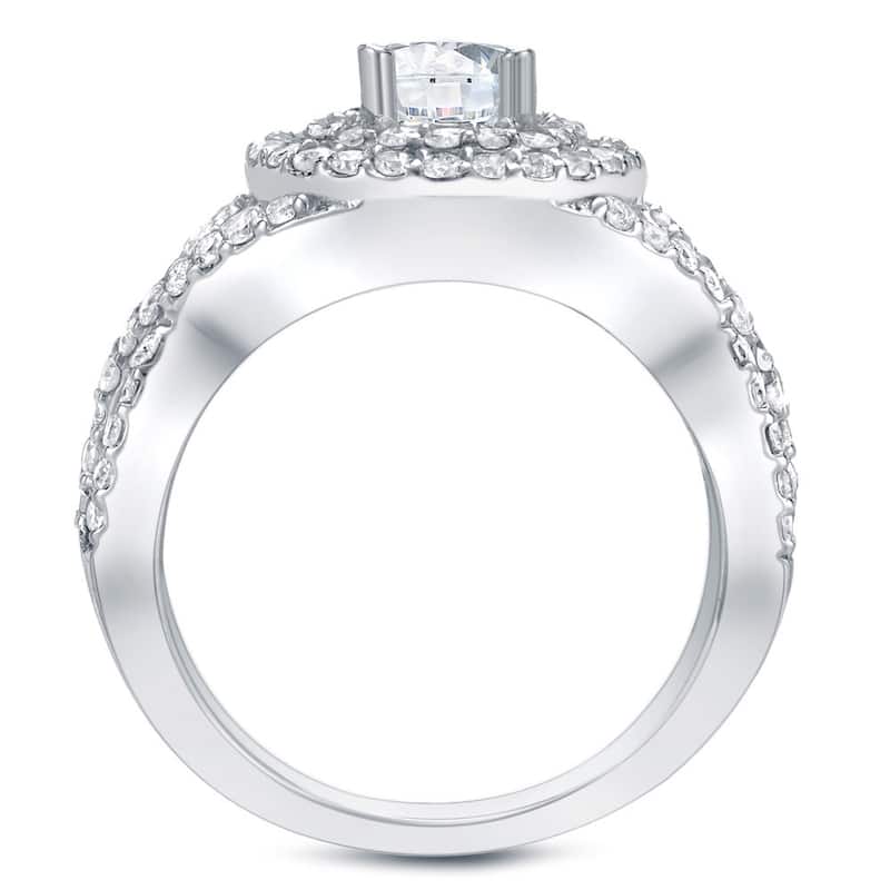 Auriya 1 1/2ct TDW Round Diamond Halo Engagement Ring 14k Gold (H-I, SI1-SI2)