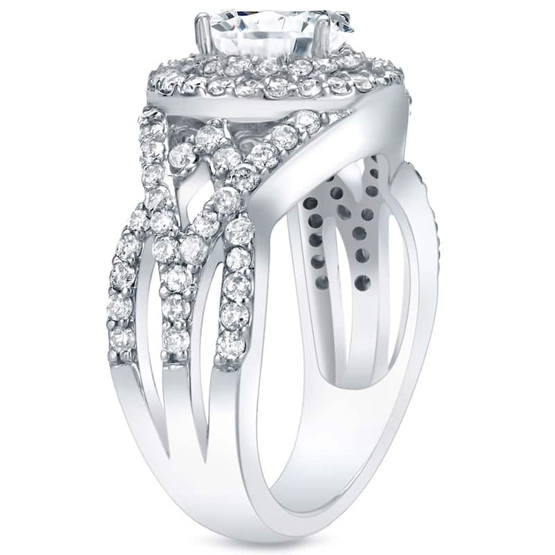 Auriya 1 1/2ct TDW Round Diamond Halo Engagement Ring 14k Gold (H-I, SI1-SI2)