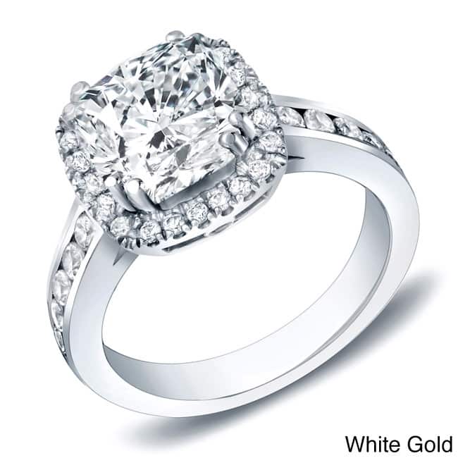 Auriya 14k Gold 2ctw Cushion-cut Halo Diamond Engagement Ring Certified - White - 4
