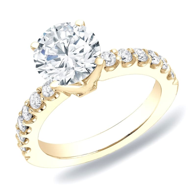 Auriya 14k Gold 1ctw Classic Round Diamond Engagement Ring - Yellow - 4