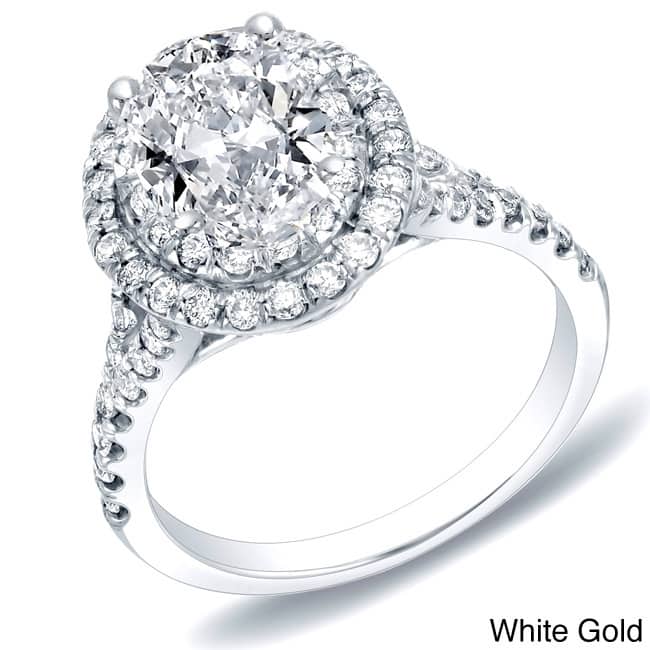 Auriya Certified 14k Gold 1 1/2ct TDW Oval Diamond Engagement Ring (H-I, SI1-SI2) - White - 4