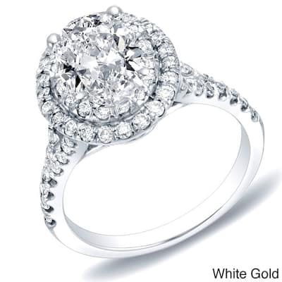 Auriya Certified 14k Gold 1 1/2ct TDW Oval Diamond Engagement Ring (H-I, SI1-SI2)