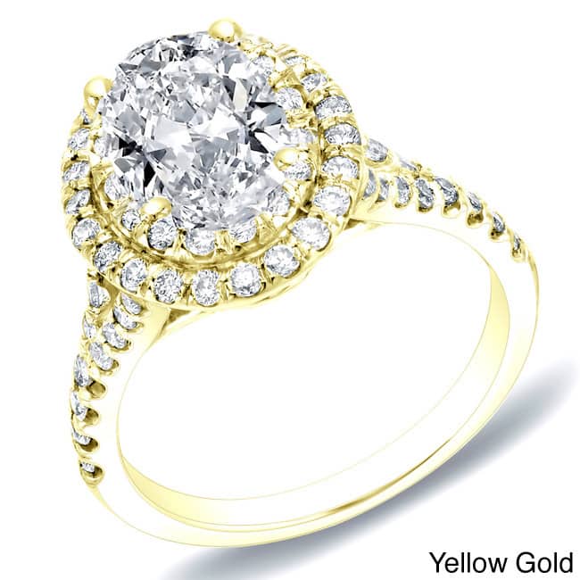 Auriya Certified 14k Gold 1 1/2ct TDW Oval Diamond Engagement Ring (H-I, SI1-SI2) - Yellow - 4