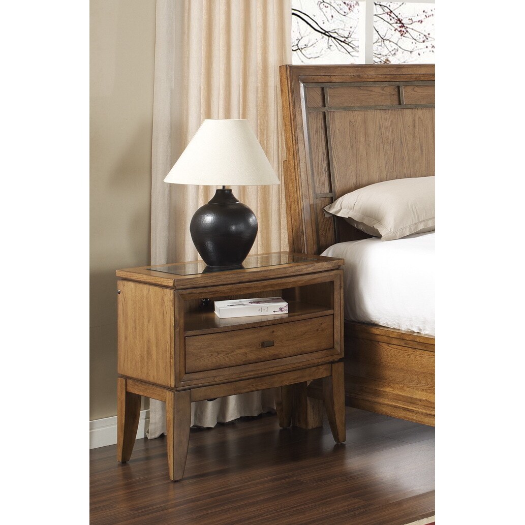 Toluca Lake Nightstand With Glass Cover Top