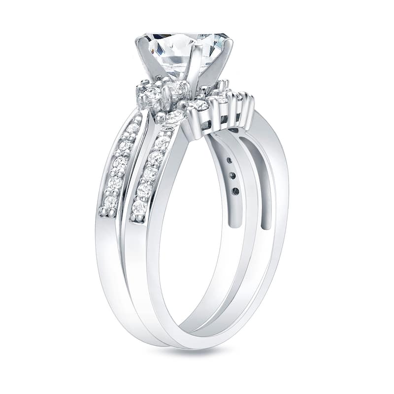 14k Gold 1 1/3ct TDW Round Diamond Engagement Ring Set by Auriya