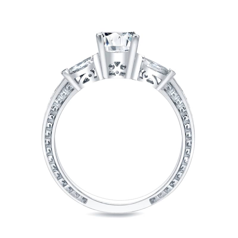 Auriya 14k Gold 4/5ctw Vintage 3-stone Diamond Engagement Ring Set