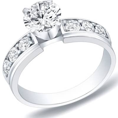 Auriya 14k Gold 1 carat TW Classic Round Diamond Engagement Ring H-I, SI1-SI2