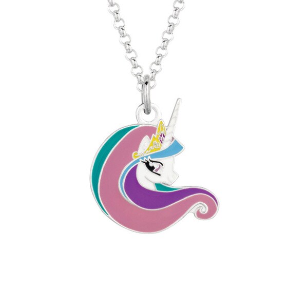 Fine Silver Plated Celestia Face My Little Pony Pendant Necklace