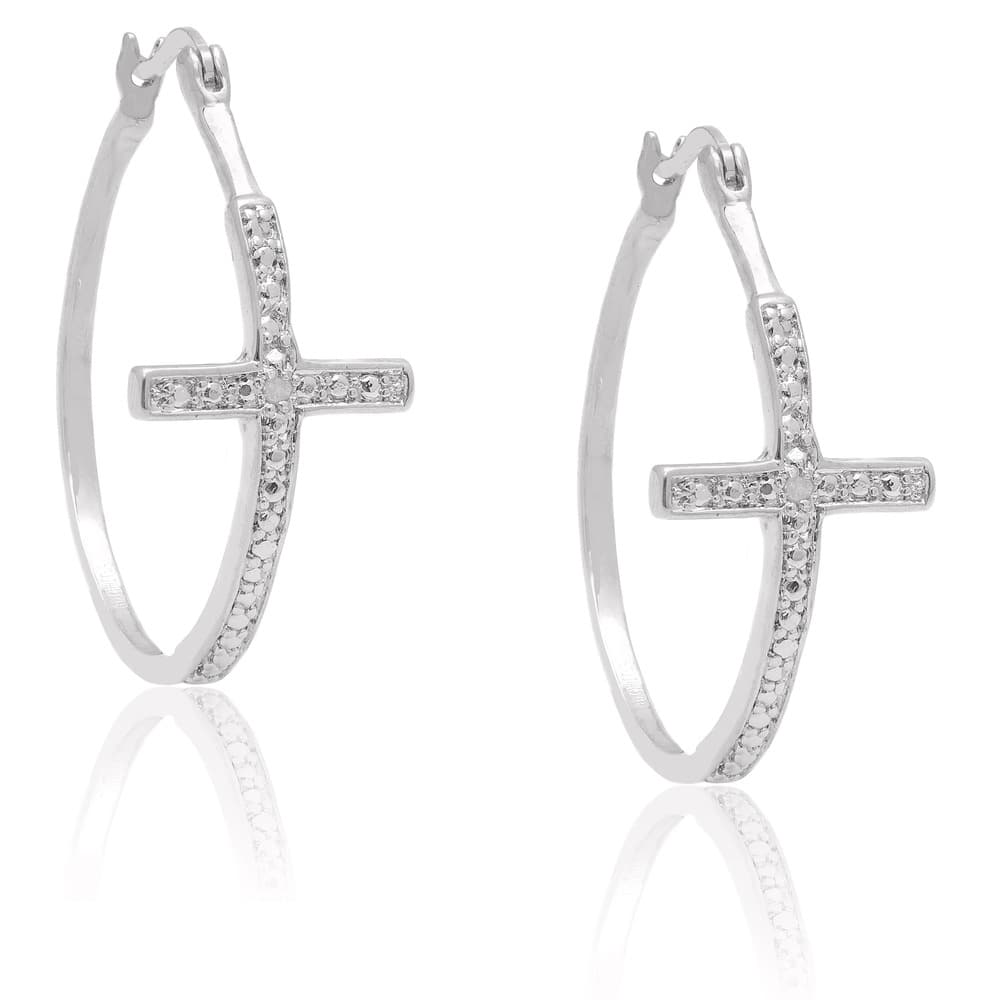 Victoria Townsend Diamond Accent Cross Hoop Earrings