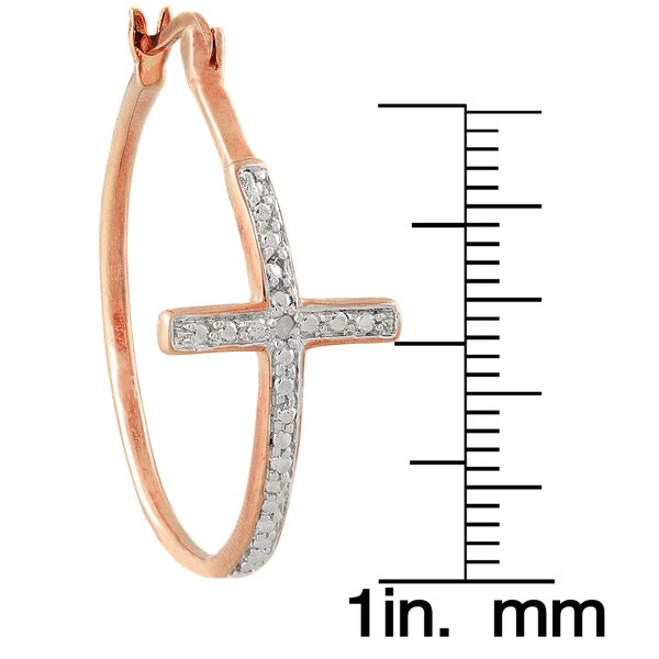 Finesque Diamond Accent Cross Hoop Earrings