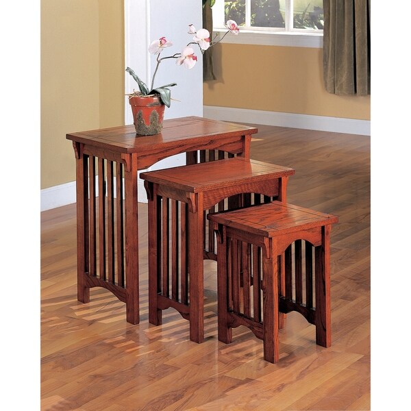 Coaster Company 3-piece Oak-finish Nesting Table Set