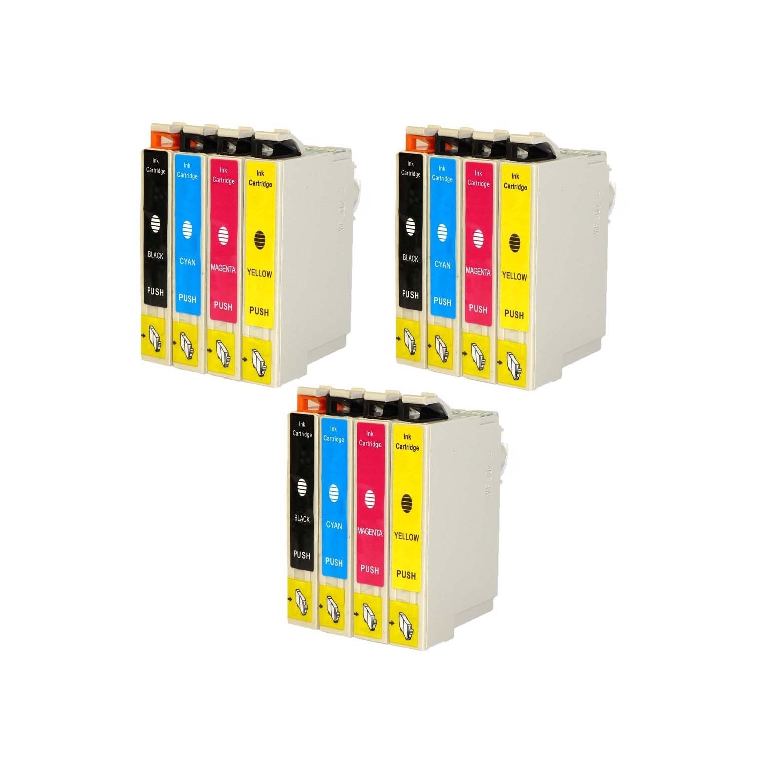 Epson T044 T044120 T044220 T044320 T044420 Ink Cartridge Set (pack Of 12 3k/3c/3m/3y) (remanufactured) (Black Cyan Magenta YellowPrint yield at 5% coverage BlackYields up to 500 Pages; C,M,Y Yields up to 450 PagesNon refillableModel PIE T044 3SETPack