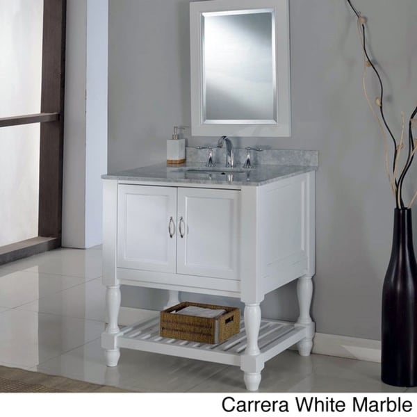 Direct Vanity 32" Pearl White Mission Turnleg Spa Single Vanity Sink Cabinet