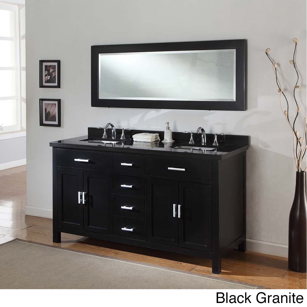 63 inch Hutton Ebony Double Bathroom Vanity Sink Console Set