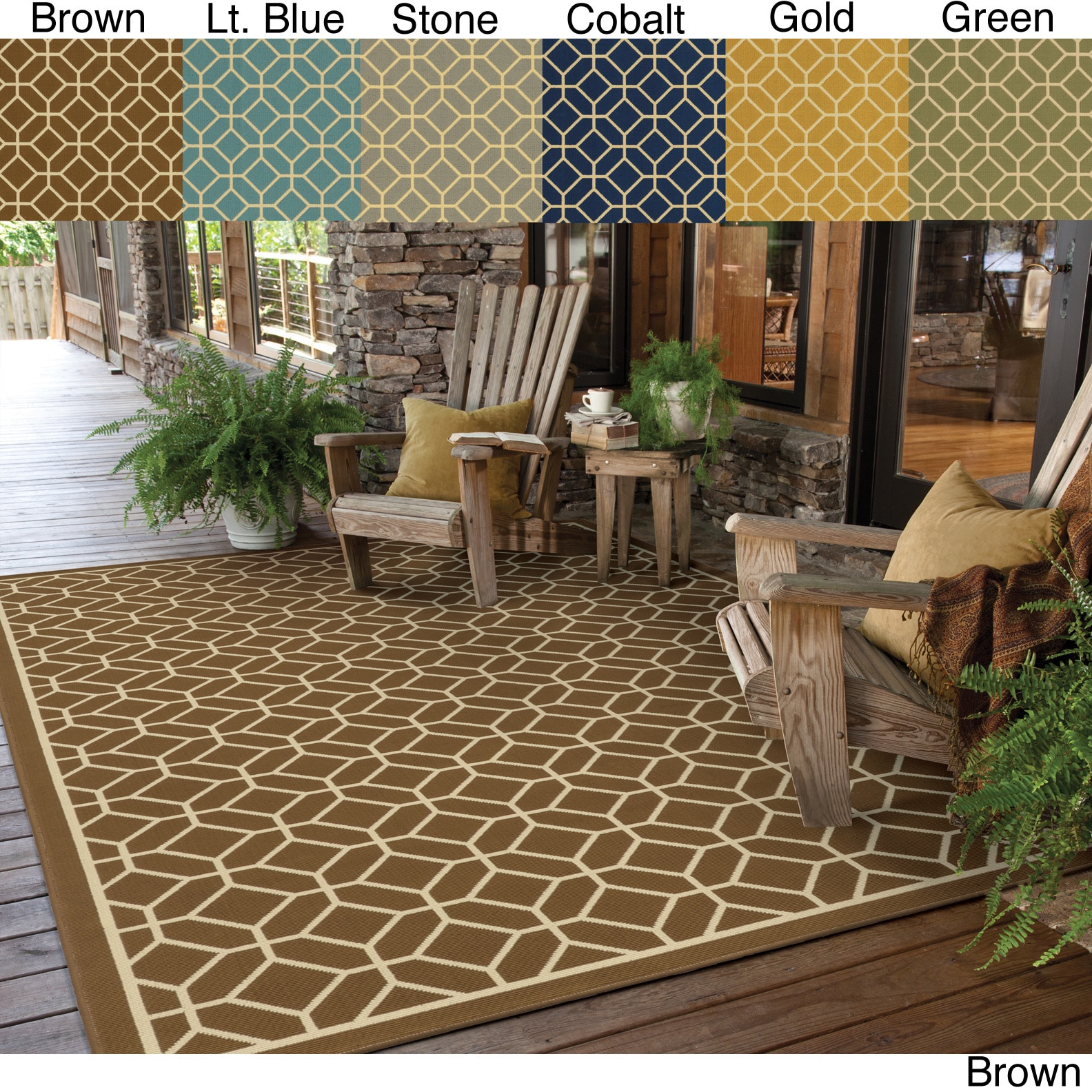 Indoor/ Outdoor Geometric Tile Polypropylene Rug (86 X 13)