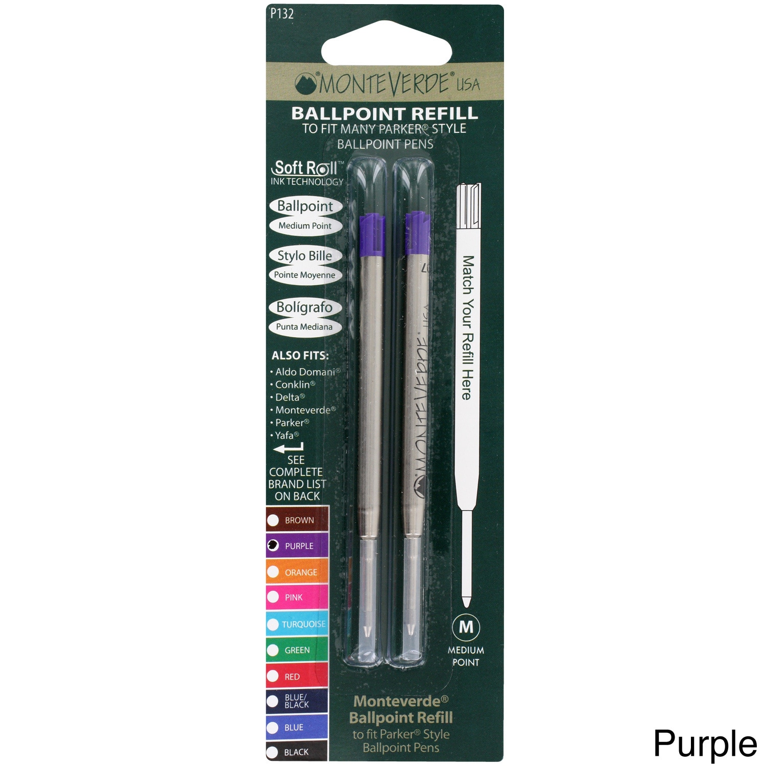 Monteverde Stick Refill For Parker Ball Point Pens (pack Of 2)