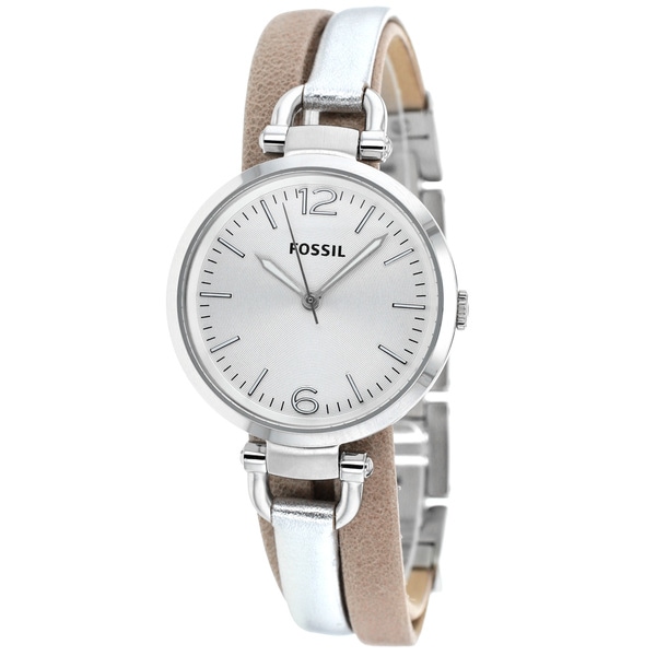 Shop Fossil Women's 'Georgia' Two-tone Leather Analog Watch - Overstock ...