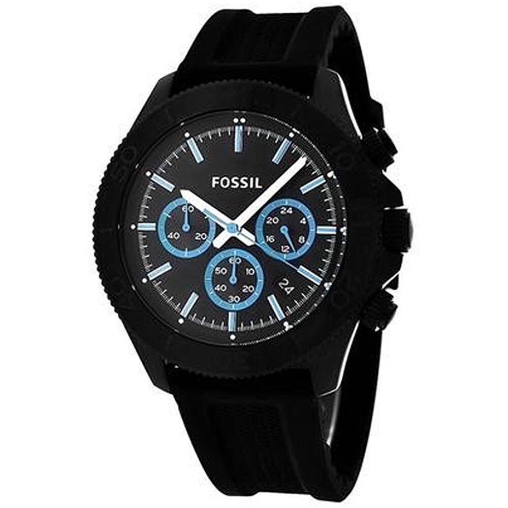 Fossil Men's 'Retro Traveler' Black/ Blue Chronograph Watch