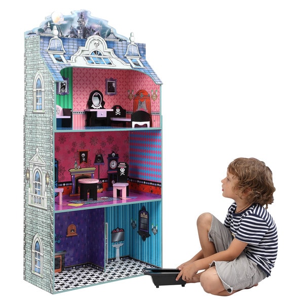 Teamson Kids Monster Mansion Doll House with Furniture N A