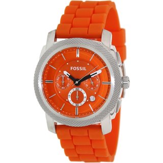 Fossil Men's FS4806 Machine Round Orange Strap Watch