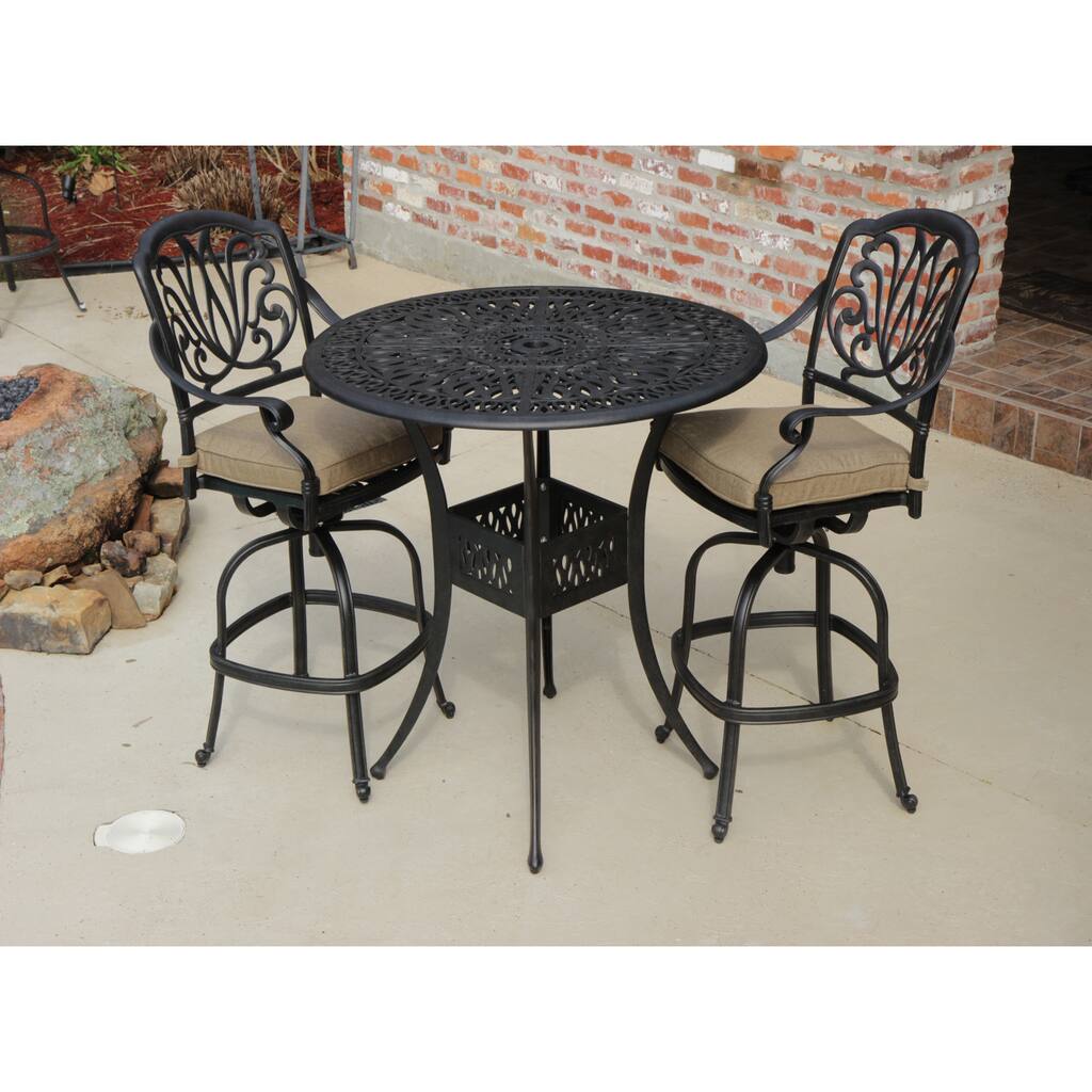 Rosedown 3-piece Cast Aluminum Outdoor Bar Set