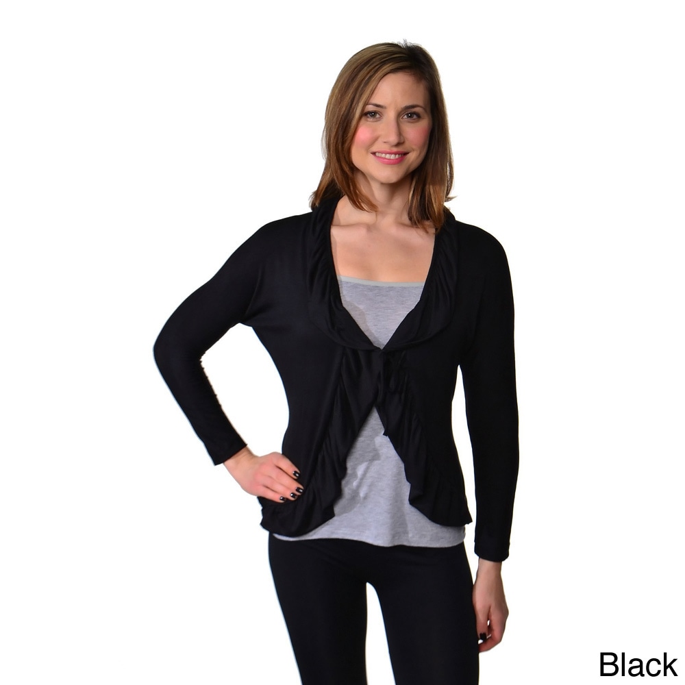 24/7 Comfort Apparel Womens Long Sleeve Tie front Jacket