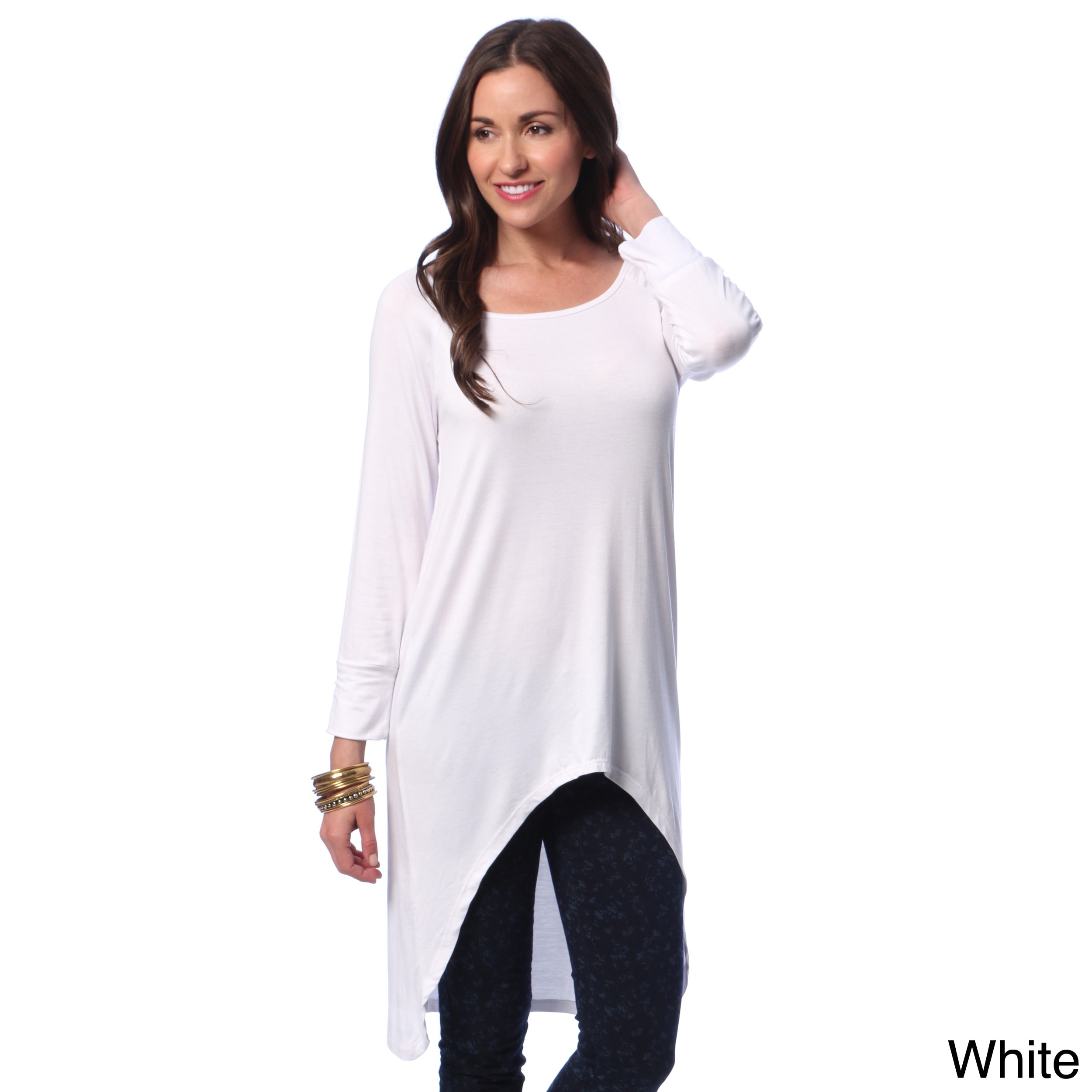 24/7 Comfort Apparel Womens High low Long Sleeve Tunic Top