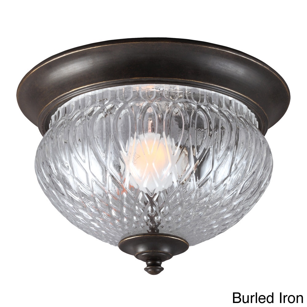 Garfield Park 1 light Clear Glass Outdoor Ceiling Flush Mount