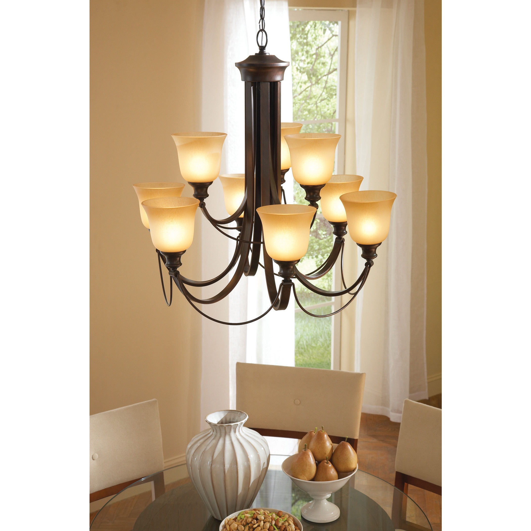 Park West 9 light Burnt Sienna Chandelier